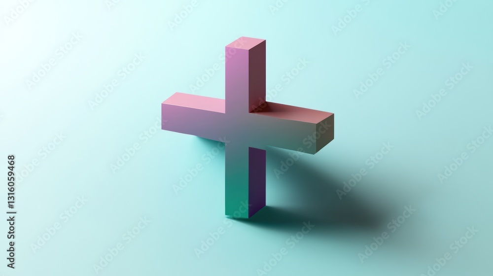 Aufkleber pastel gradient plus sign 3d render minimalist design soft background