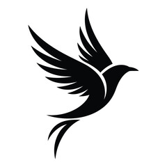  Elegant Black Flying Bird Silhouette Logo