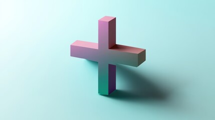 Obraz premium Pastel Gradient Plus Sign 3D Render Minimalist Design Soft Background