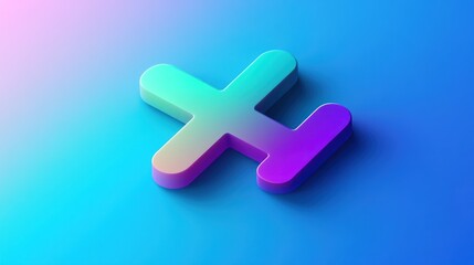 Obraz premium Vibrant Gradient Plane Icon 3D Render Blue Background