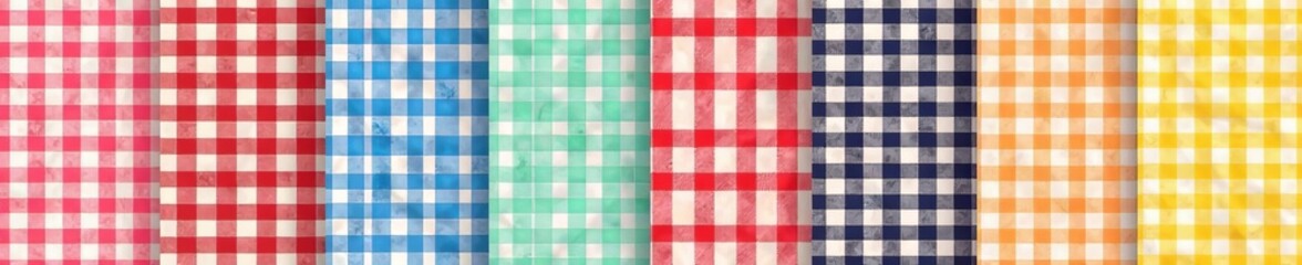 Set of modern gingham checkers in vibrant colors for digital papers, prints, and stationery, colors, modern, stationery