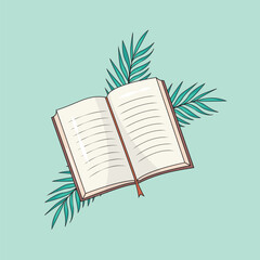 Book open with plant vector