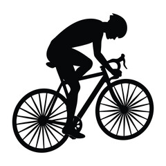 Naklejka premium Silhouette of a Cyclist Braking Suddenly While Leaning Aggressively on Road