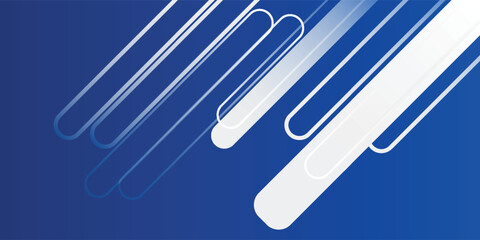 Attractive White Line Movement, Abstract Wave Line, Light Technology Blue Background, Copy Space.