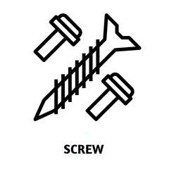 Screw editable stroke outline icon isolated on white background flat vector illustration, Pixel perfect