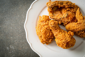 fried chicken with ketchup on plate