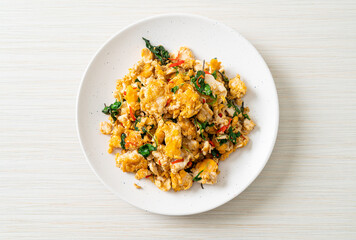 stir-fried egg with Thai basil and chilli