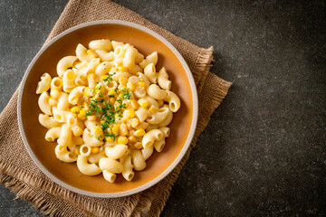 macaroni creamy corn cheese on plate