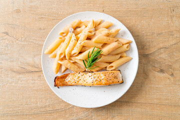 salmon with penne pasta cream sauce