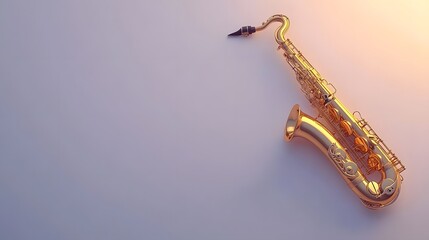 Golden Saxophone on a Light Background: A Musical Still Life