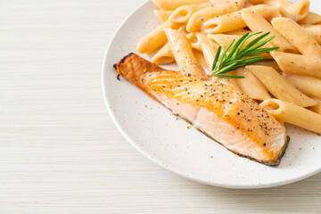 salmon with penne pasta cream sauce