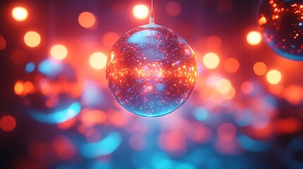 Vibrant disco ball reflections nightclub digital art colorful atmosphere close-up party vibe