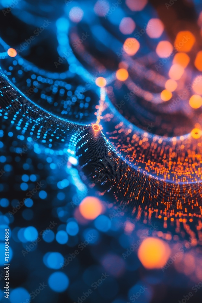 Poster a colorful, abstract image with a blue and orange swirl. the blue and orange colors create a sense o