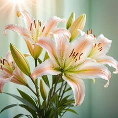 Fototapeta premium Peach Lilies in Soft Light