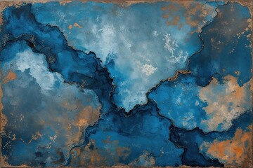 Obraz premium Rustic Blue Abstract Canvas Art with Vintage Textures and Hues