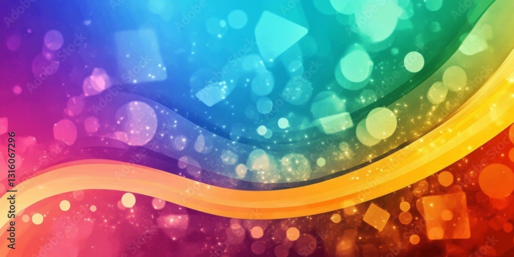 Poster colorful abstract background with vibrant swirls and soft bokeh effects in a dynamic composition