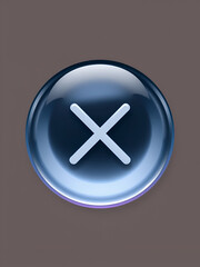 Obraz premium Glossy circle icon with white cross, X shape. Delete, remove, qu