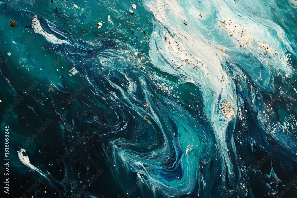 Aufkleber stunning abstract artwork features swirling patterns of blue and white paint. the texture and fluidi