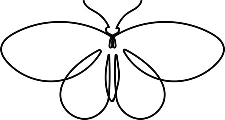 Butterfly continuous one line drawing. Editable stroke on a white isolated background. Vector illustration 