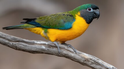 A vibrant parrot with multicolored feathers perches on a branch amid lush tropical surroundings, exuding natural beauty and tranquility.