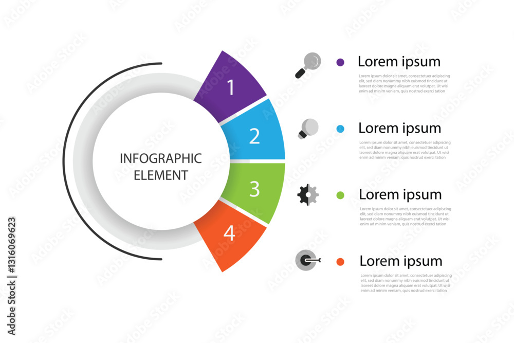 Poster circular infographic template. timeline process with 4 concept or step. vector layout for informatio