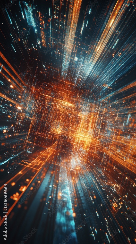 Aufkleber energetic abstract explosion of light particles with colorful motion in a dark space