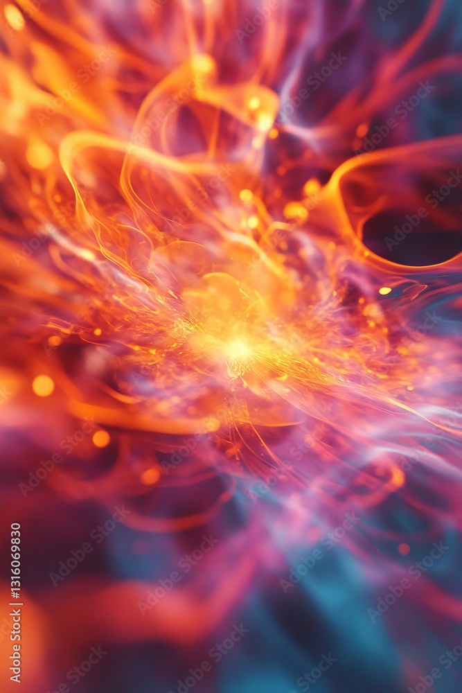 Aufkleber this stunning abstract image captures an intense energy explosion with vibrant colors, dynamic patte