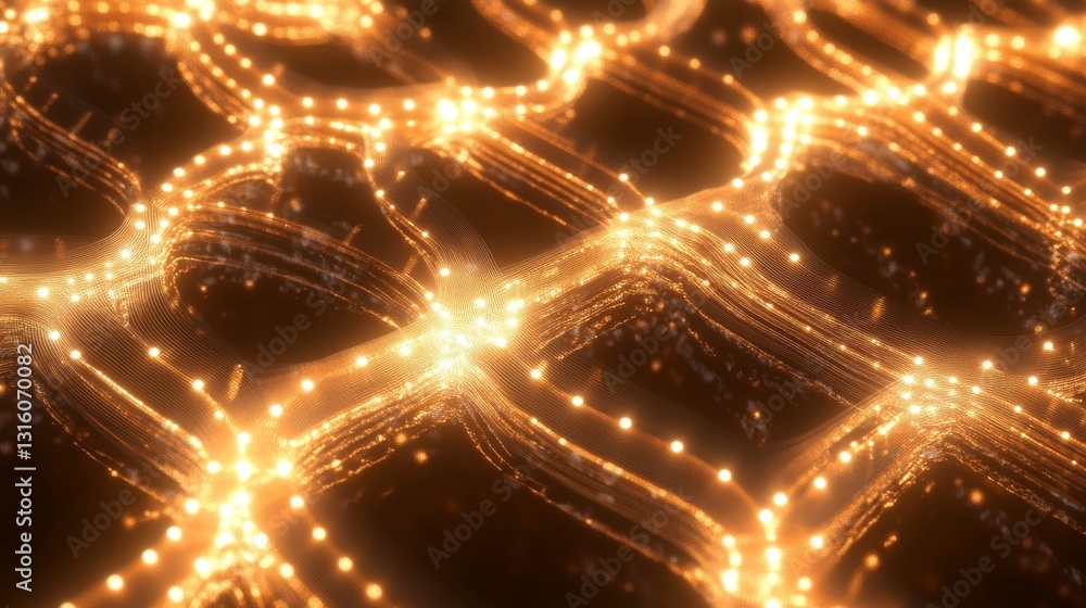 Aufkleber abstract digital background with glowing pattern and flowing light effects in warm tones