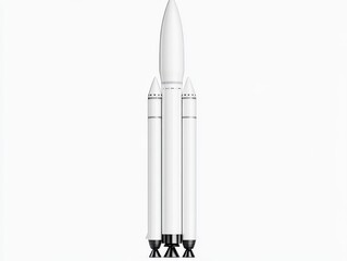 A sleek, futuristic rocket poised for launch against a minimalistic background