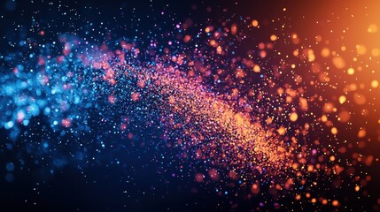A vibrant abstract image showcasing a blend of colorful particles swirling against a dark background, evoking a sense of motion and energy.