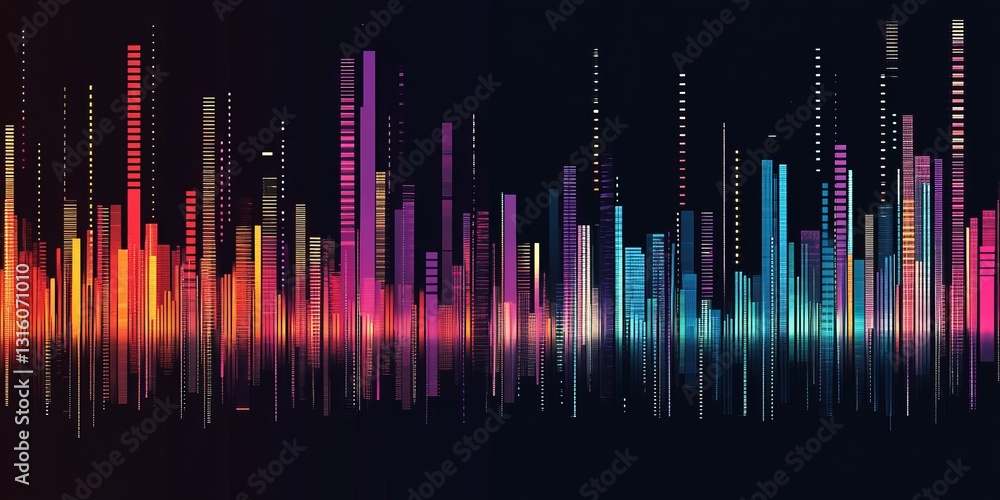 Poster vibrant digital spectrum: exploring colorful abstract patterns in modern technology