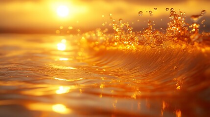 Sunflower oil splashing dynamically with golden reflections