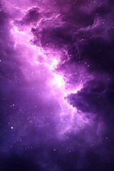 Obraz premium Ethereal cosmic nebula with vibrant purple hues and sparkling starlight creating a dreamy celestial atmosphere showcasing the beauty of deep space