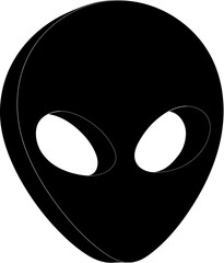 Black Alien icon isolated on white background. Extraterrestrial alien face or head symbol