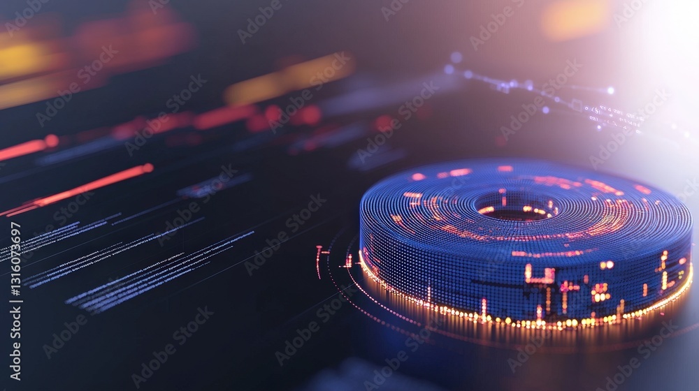 Poster abstract data flow digital vortex of information technology