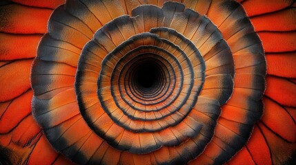 Fototapeta premium Abstract swirling orange feather tunnel