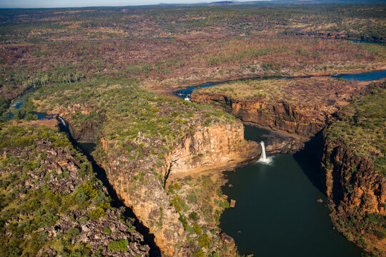 Aerial view of Mitchell Falls and Big Mertens Falls, Kimberleys, Western Australia