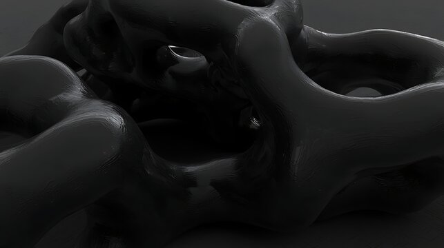 A bold black abstract design with liquid-inspired curves and a sleek, modern texture.