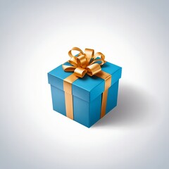 Obraz premium Blue Gift Box with Gold Ribbon