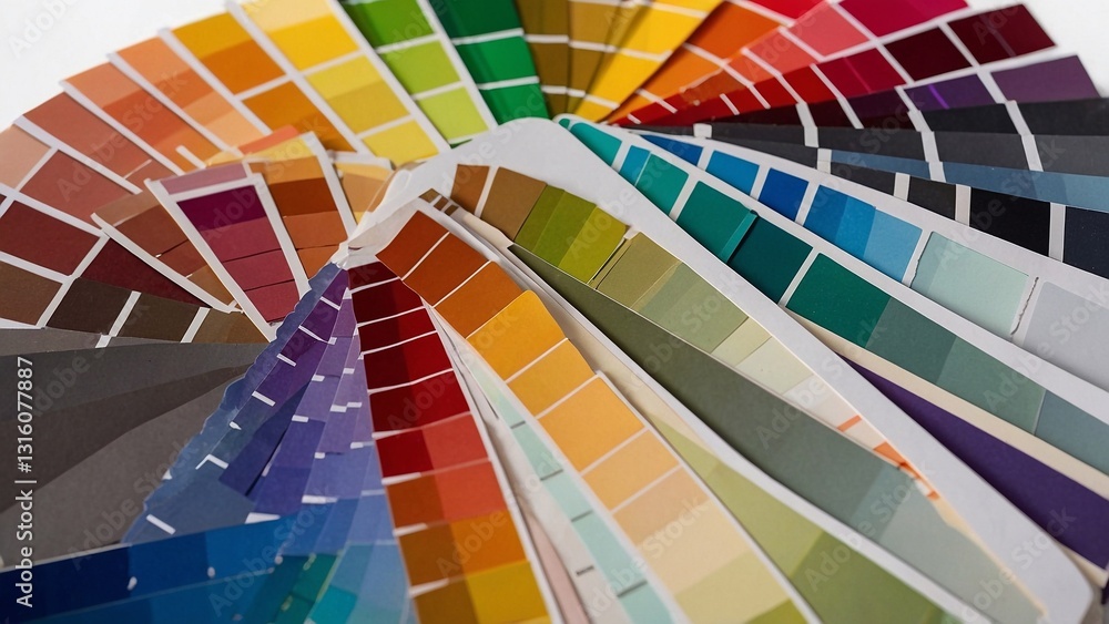 Poster diagonal layout of color swatches creating a dynamic color spectrum. color pallet with rainbow color