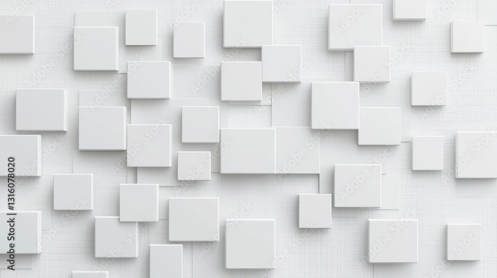 Poster white squares arrangement creating modern geometric abstract pattern background