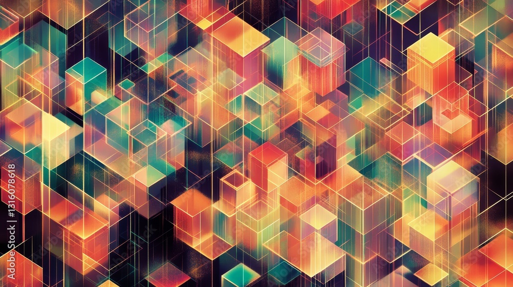 Poster a colorful image of many different colored cubes