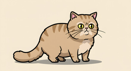 Obraz premium Cartoon Illustration of an Exotic Shorthair Cat
