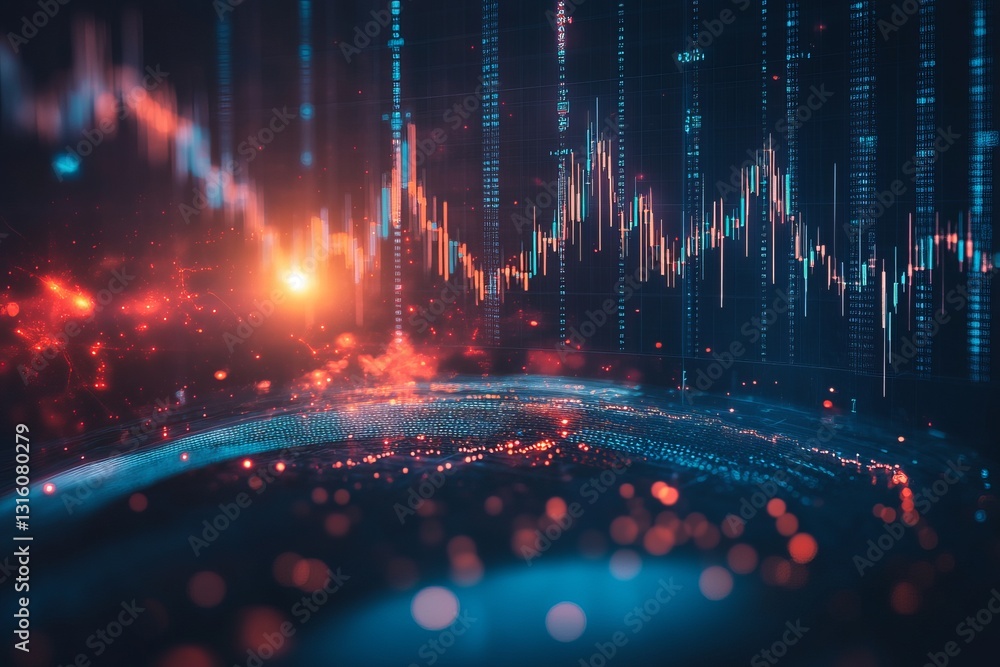 Aufkleber captivating abstract visualization of digital data trends and analytics, featuring vibrant colors an