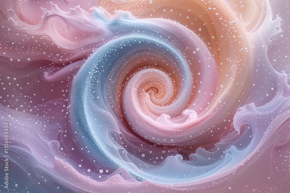 Poster dreamy pastel swirl patterns with tiny dots and gentle textures