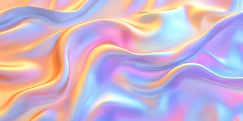 Fototapeta premium Iridescent fabric, flowing waves, abstract background