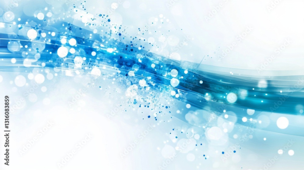 Poster abstract blue waves with bokeh effect creating a tranquil and dreamy background design