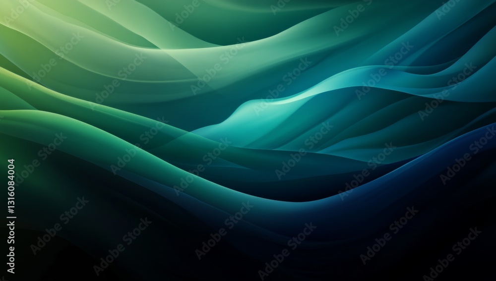 Canvas Prints abstract green and blue flowing waves background perfect for website design and digital art projects