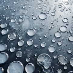 Frozen Water Droplets on Ice Surface