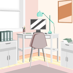 Home office workspace computer desk chair